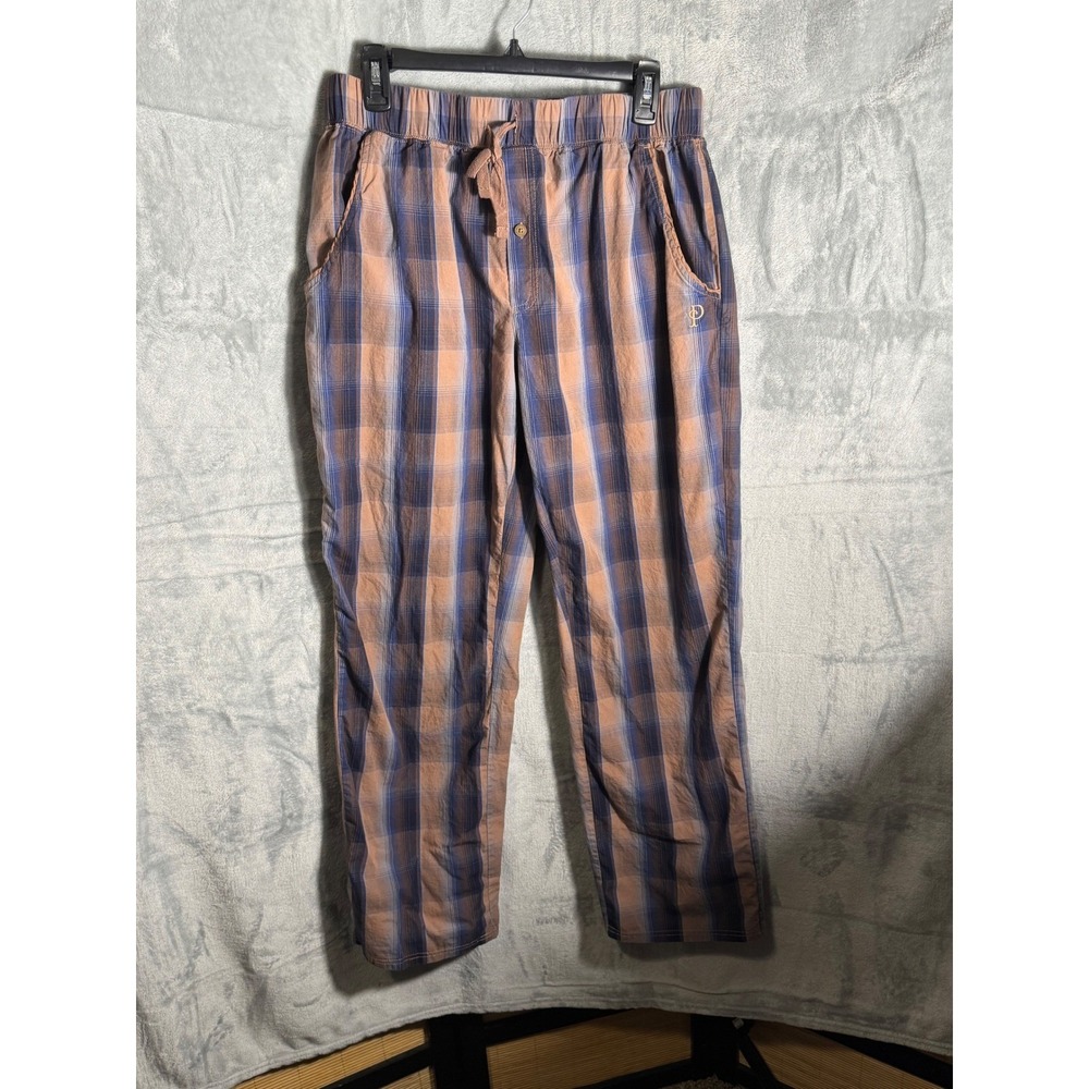Pendleton Plaid Lounge Pants Sleepwear Pajama Bottoms Medium Blue Peach‎